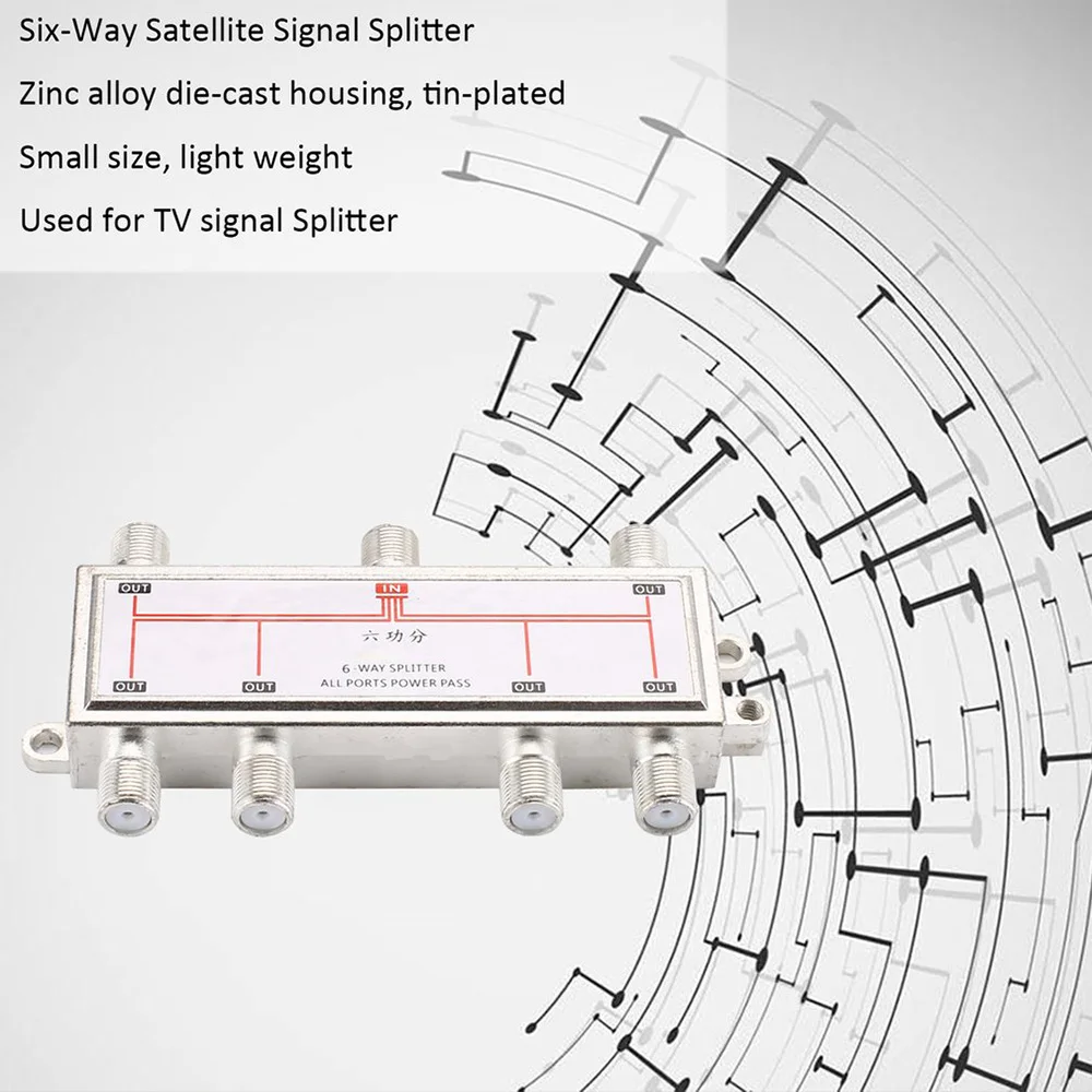 6 Way Satellite Antenna Cable TV Signal Splitter Distributor For SATV/CATV 5-2400MHz Satellite Receiver For SATV/CATV tv splitter
