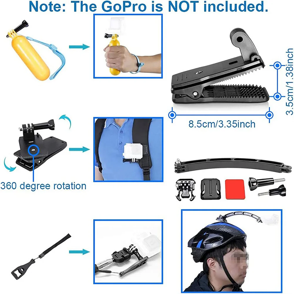 Action Camera Accessories Kit for Gopro Hero 12 11 10 9 8 7 6 5 4 Max Mount Session YI 4K SJCAM EKEN Osmo AKASO APEMAN Accessory 5