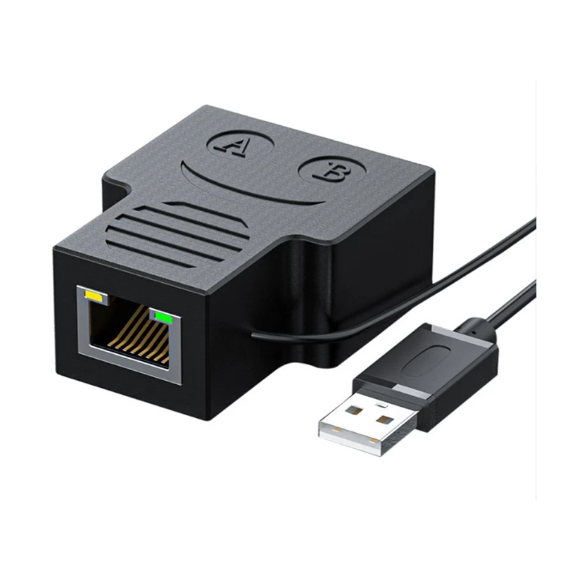 

Ethernet-разветвитель 1-2 RJ45 сетевой адаптер Интернет одновременно, USB-порт RJ45 с двойным гнездом с кабелем 0,5 м