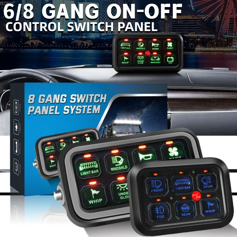 6/8 Gangs LED On Off Switch Panel Universal Control Relays System