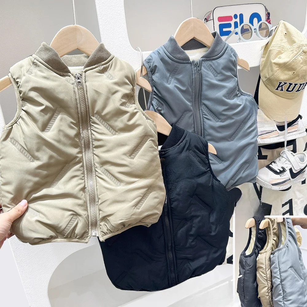 Children's Vest Autumn and Winter New Thickened Outer Wear Super Soft Vest Foreign Style Boy Baby Liner