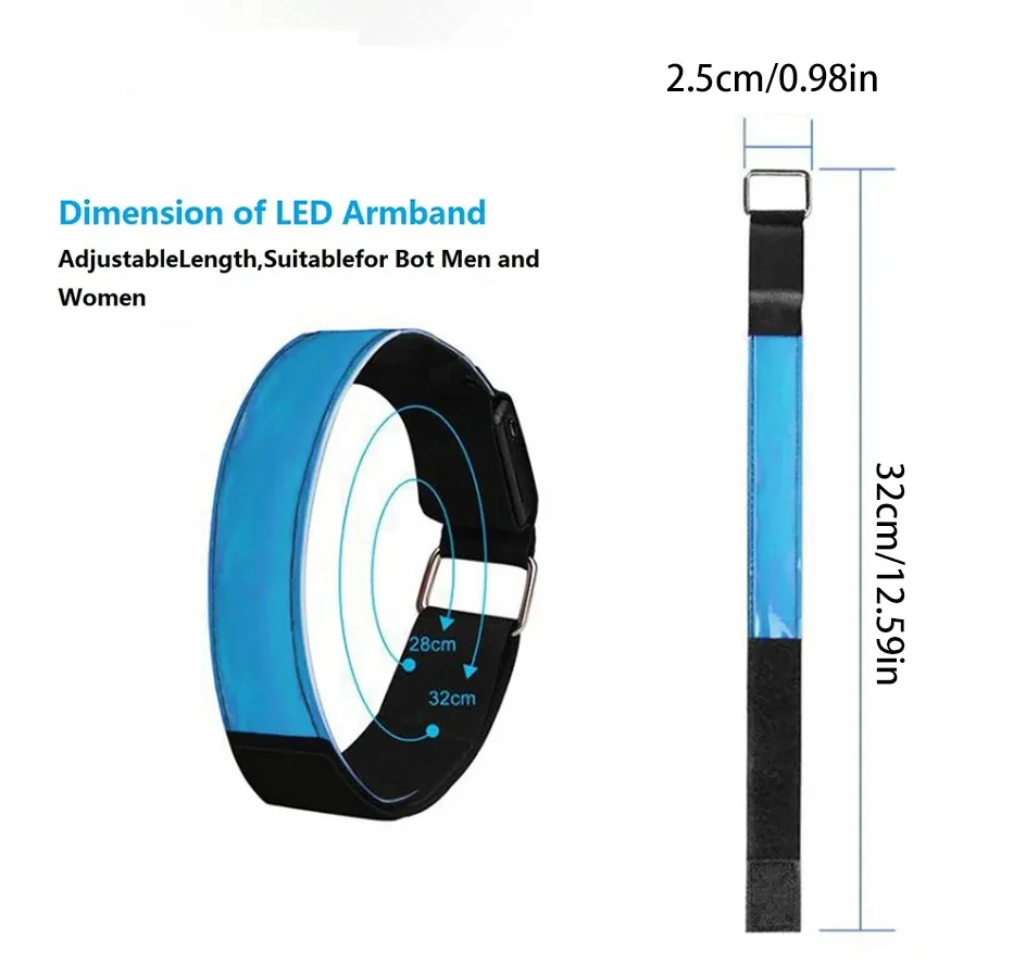 Outdoor-Sport Nachtlauf-Armband LED-Licht USB Wiederaufladbar/Batteriebetrieben Sicherheitsgurt Arm-Bein Warnarmband Radfahren Fahrrad – Detail 8