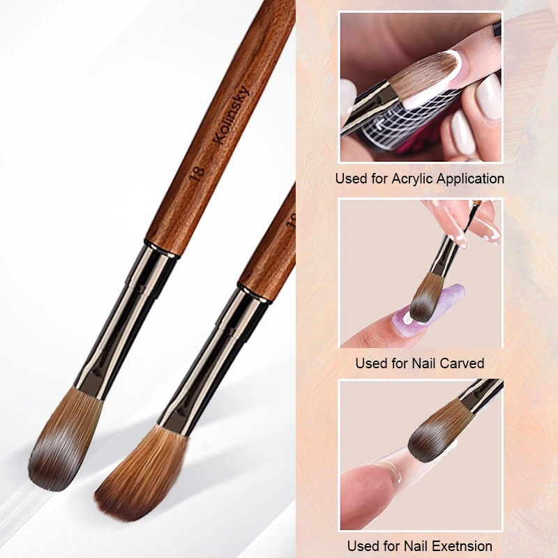 100% Pure Kolinsky Hair Acrylic Nail Brush Sandalwood Handle Nail Brush for Acrylic  Application and Acrylic Power Professional - AliExpress