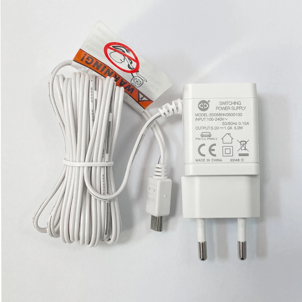 2PCS 원래 EU 전원 어댑터 충전기 DC 5V 1A 미니 USB 커넥터 베이비 모니터 카메라 VB601 VB603 BM603 VB605 보모 카메라
