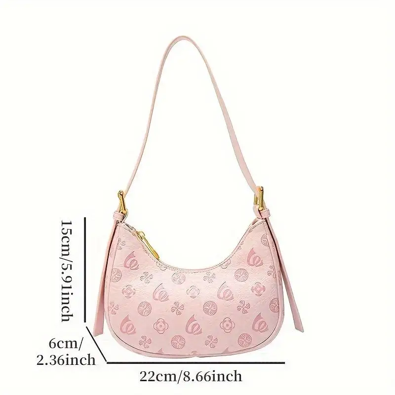 Geometric Pattern Baguette Bag, Novelty Shoulder Wallet, Women's Classic Textured Retro Armpit Bag