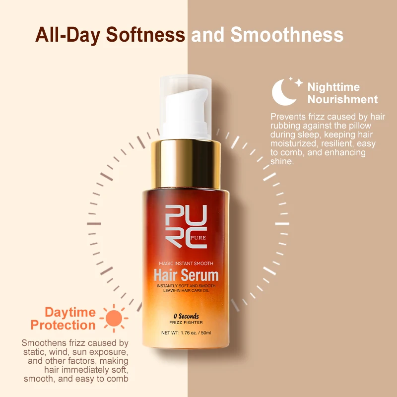 PURC Magic Instant Smooth Hair Serum Nourishing Repair Damaged Leave-In Hair Oil Anti-Frizz Softness Care Hair Oil Hair Essence Oil