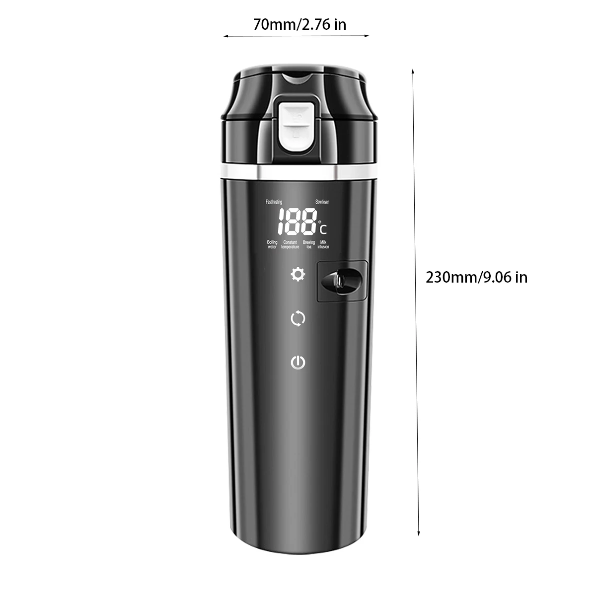 12V/24V 차량용 히팅컵 디지털 LCD 디스플레이 차량용 가열 스마트 머그컵 스마트 온도 조절 커피/우유 가열 주전자 보온컵