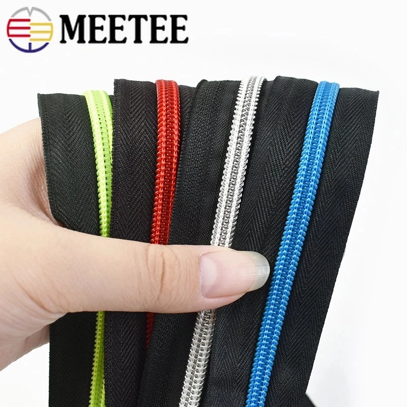 Meetee 10Pcs 5# Nylon Zipper Sliders Reverse Waterproof Invisible Zip Head  DIY Bag Coat Zippers Puller Lock Sewing Accessories