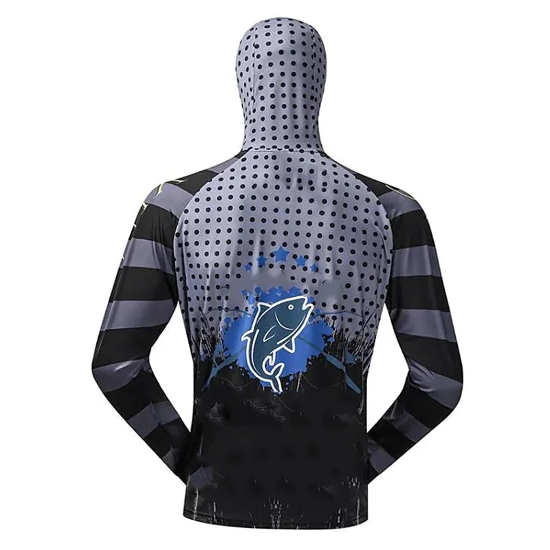 Fishing Shirts Fishing Clothing Men Anti-UV Ventilation Printing Sublimation Hoodie Jerseys With Zipper