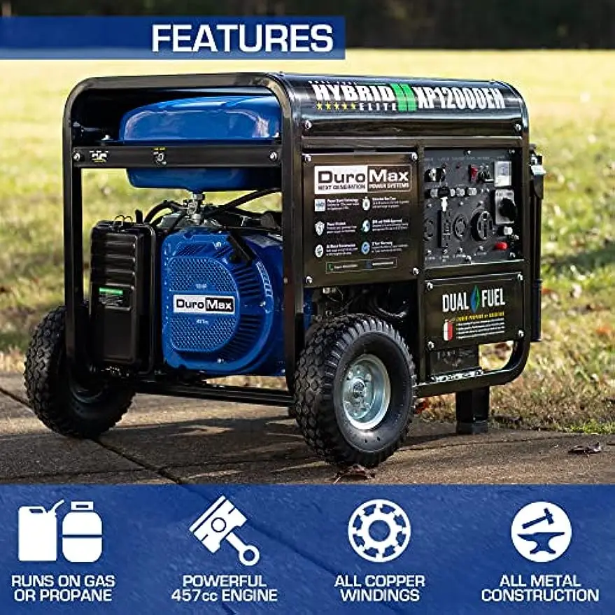 DuroMax XP12000EH Generator-12000 Watt Gas or Propane Powered Home Back Up & RV Ready, 50 State Approved - Image 3