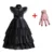 Girls Wednesday Addams Cosplay Costumes for Kids Gothic Mesh Black Dress Halloween Carnival Party Children Clothes Vestido 10