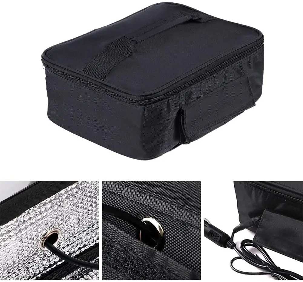 Portable 12V Mini Microwave Heated Electric Lunch Box Food Warmer Camping Car Heating Picnic Bag Travel Bento Bag