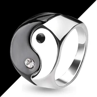 1Pair Yin Yang Gossip Rings For Men Women Vintage Punk Metal Drop Oil Tai Chi Paired Ring Set Couple Ring Jewelry Friend Gifts 1