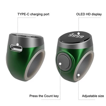 1PCS Smart Tasbih Tally Counter Digital Electronic Finger Ring Counter Muslims Tasbeeh Zikr Ring Prayer Time Vibration Reminder