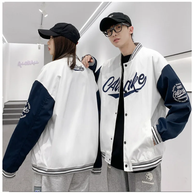 Men Baseball Jackets 2023 Spring New Long Sleeve Bomber Jacket Ins Hip Hop Youth Couples Jacket Men Loose Coat A0007