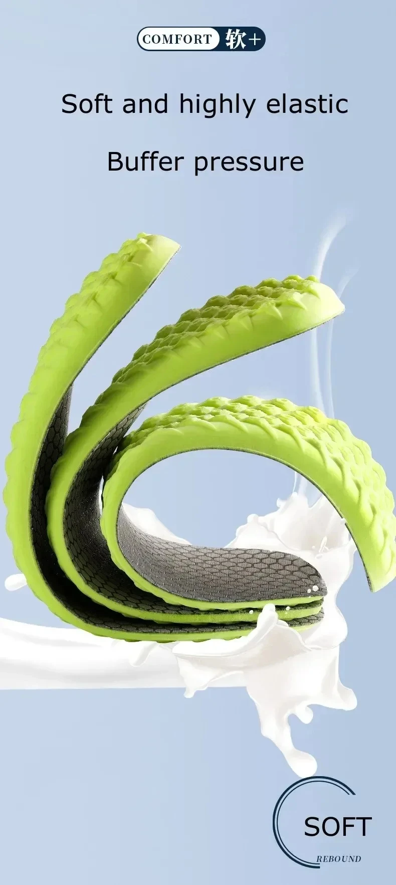 1 pair Soft breathable highly elastic sports insole Arch support orthotic insole Relieve leg fatigue insole Shoe accessories