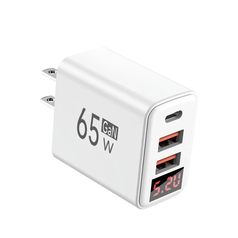 65W USB C Charger with LED Display QC3.0 PD Fast Charging for iPhone 15 16 Pro Samsung Xiaomi Huawei EU/US/UK Plug Wall Adapter