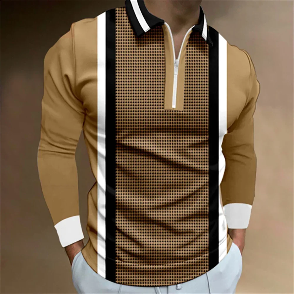 Men's Long Sleeve Zipper Polo Shirt 1
