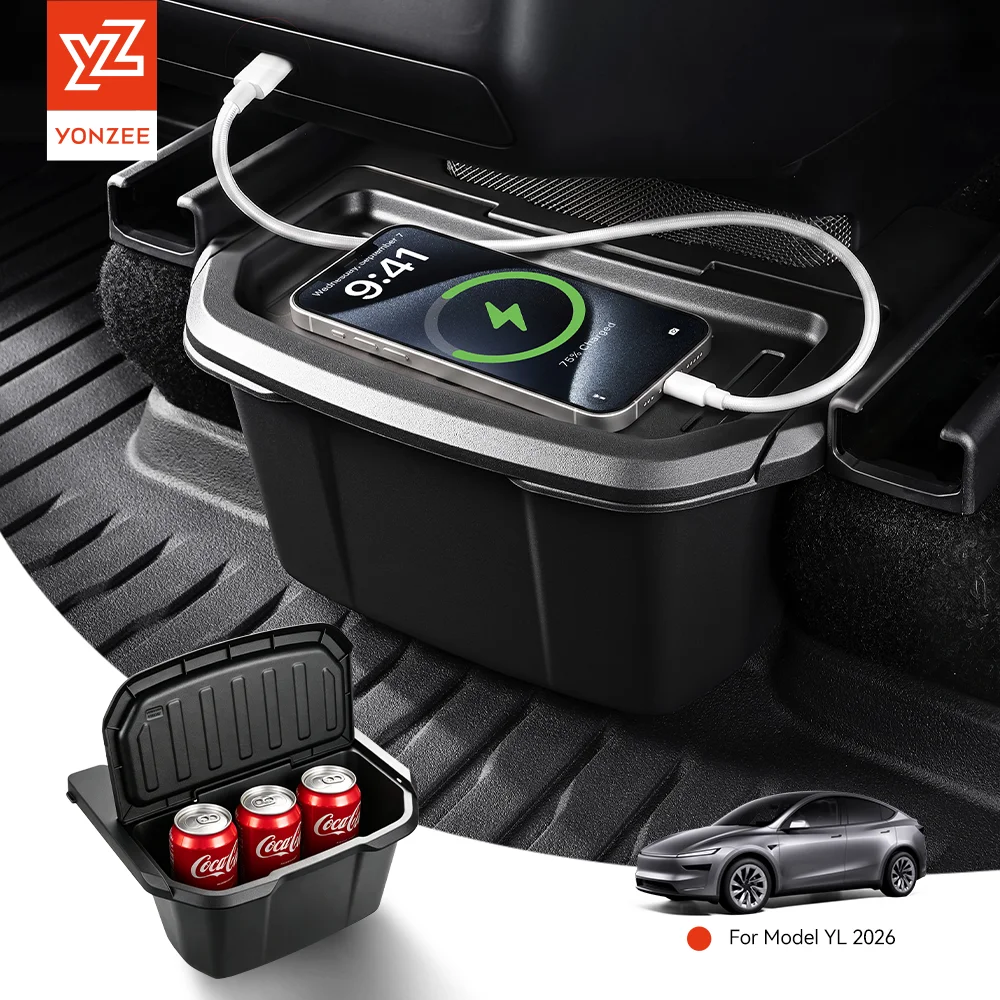 YZ für Tesla Model Y YL Juniper 2026 Auto-Aufbewahrungsbox unter dem hinteren Luftauslass Organizer-Box mit Deckel Auto-Innenzubehör