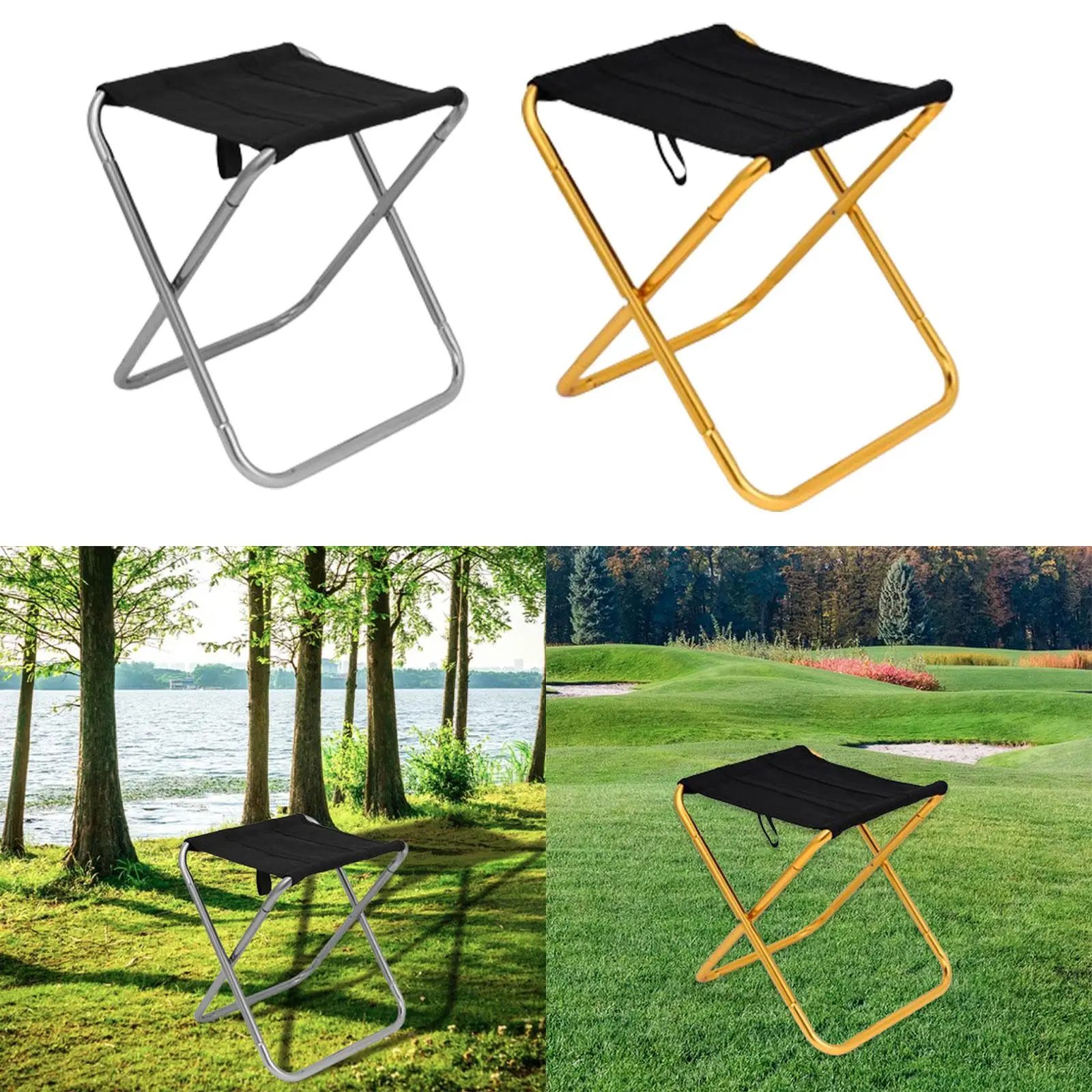 Outdoor Folding Stool Footstool Aluminum Alloy Oxford Cloth Folded Camping Stool for Yard Garden Gardens Sports Events Beach