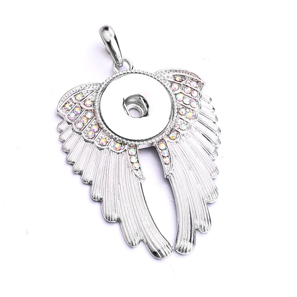 10pcs New Style Metal Crystal Angel Snap Button Necklaces Fit 18mm Snap Buttons Jewelry For Women