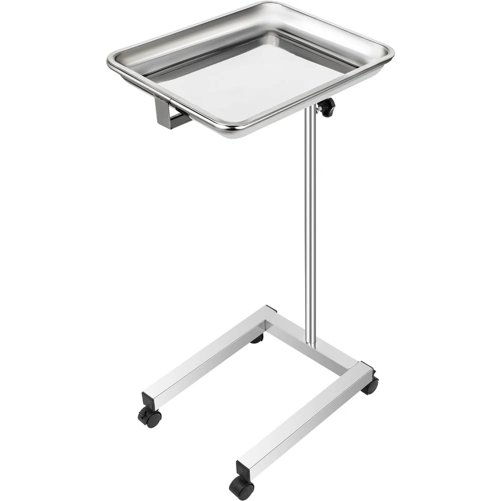 

Lab Cart Stainless Steel Mayo Tray Stand 18x14 inch Trolley Mayo Stand Adjustable Height 32-51 inch Instrument