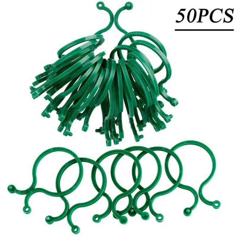 50PCS Plastic Garden Vine Strapping Clips Tie Plant Bundled Buckle Ring Holder Garden Tomato Plants Stand Support Clips Tool