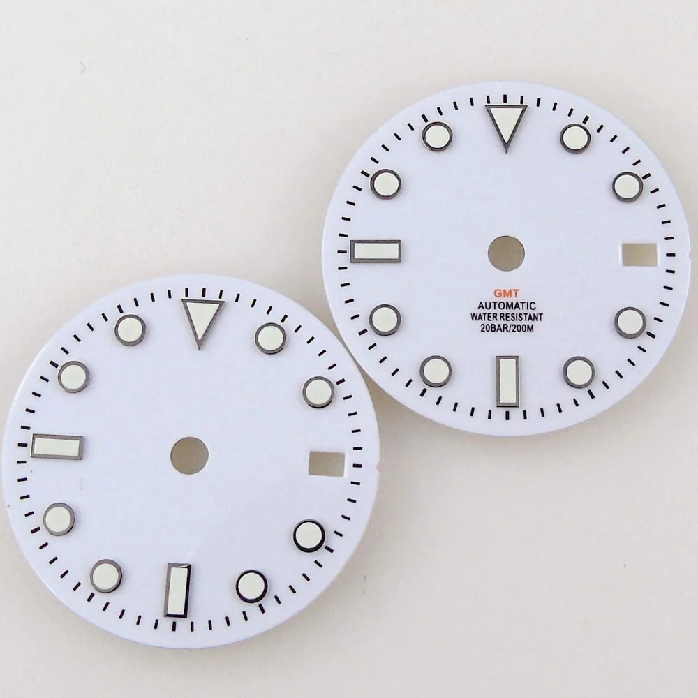 

Bliger 29mm White/Black Sterile Watch Dial Face Fit NH34A NH34 GMT Automatic Date Green Luminous Watch Parts Accessories