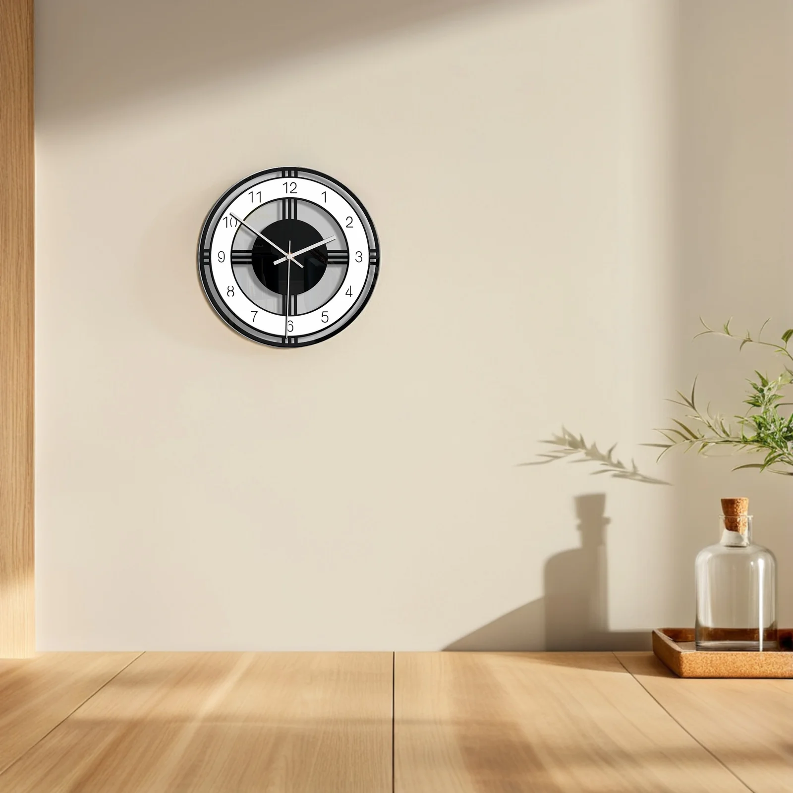Black & White Round Wall Clock – Silent Acrylic Home & Office Decor 2