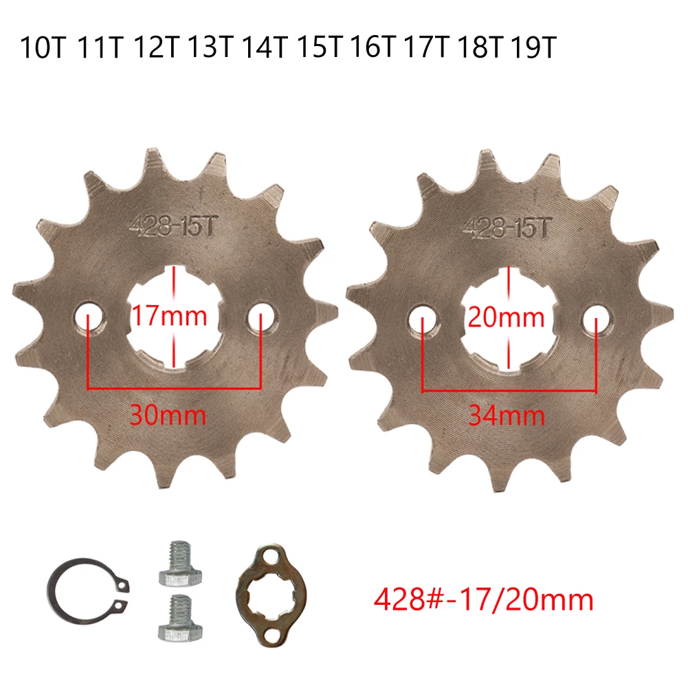 Engine Sprocket 17 20mm 10T-19T Front Engine Sprocket For KAYO BSE SSR SDG Dirt Pit Bike ATV Quad Go Kart Moped Scooter Motorcycle 428# Chain