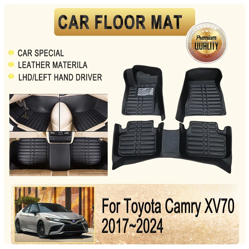 

Luxury Car Floor Mats For Toyota Camry XV70 2017~2024 Leather Pads Foot Rugs Left Hand Driver Covers Anti-dirty Auto Accessories