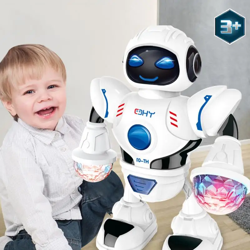 Robots musicaux dansants tournant à 360° avec lumières colorées pour enfants et tout-petits - Jouets électroniques interactifs intelligents_voghion.com
