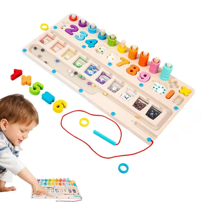 

Деревянная математическая доска, развивающая игрушка с круглыми краями, из натурального дерева, яркие цвета, для обучения математике