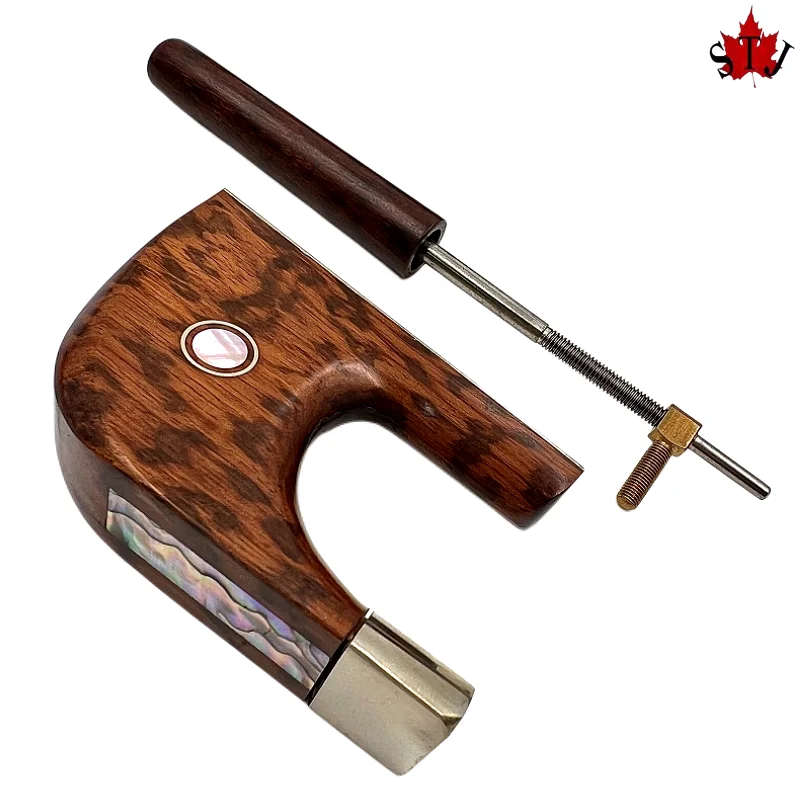 German Style 3/4-4/4 Upright Double Bass Bow Snakewood Ebony Frog copper mounted Screw Button Colored Abalone shell part 1pcs