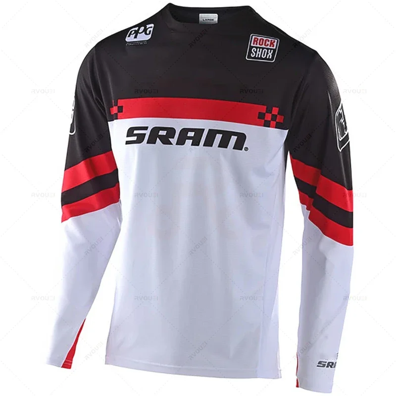 thumbnail image 1 of Camisetas de ciclismo para bicicleta, nuevas camisetas de descenso Sram, camisetas de manga corta y larga para MTB, todoterreno, DH, camisetas de moto, ropa de motocross, ropa de ciclismo, 1 of 5