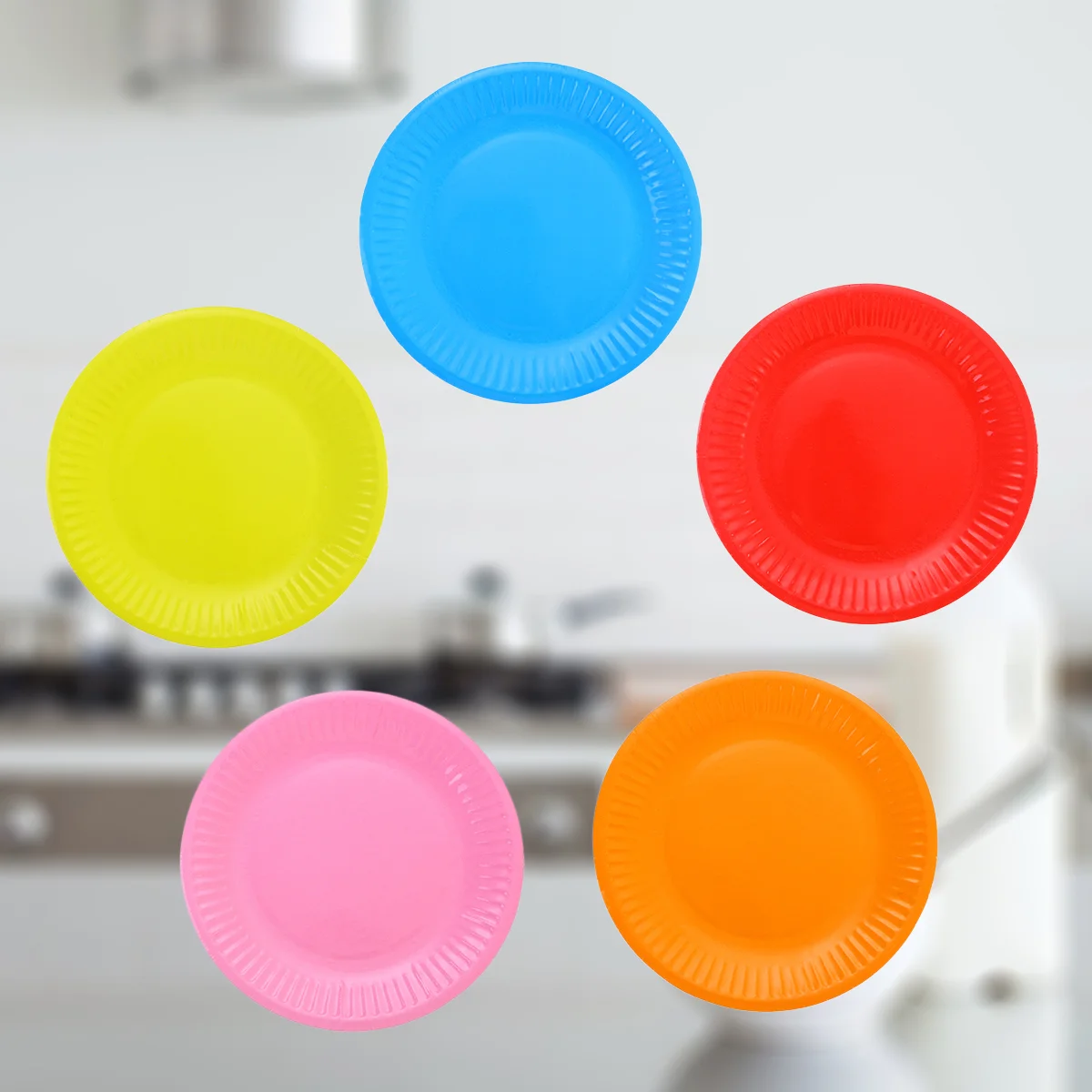 TOYMYTOY 50 Pcs Disposable Plastic Plate Classic Assorted Color Round All Occasion Disposable Paper Dinner Plates Birthday
