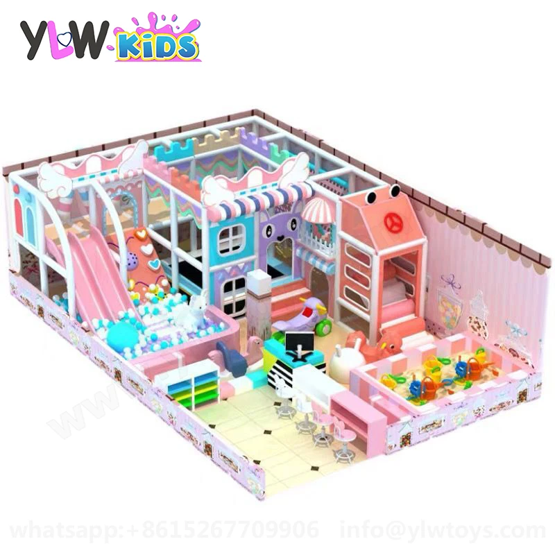 

Custom Kids Indoor Soft Playground Equipment Baby Maze Park Child Pink Paradise Slide Ball Pool Game Amusement Structure YLWCNN