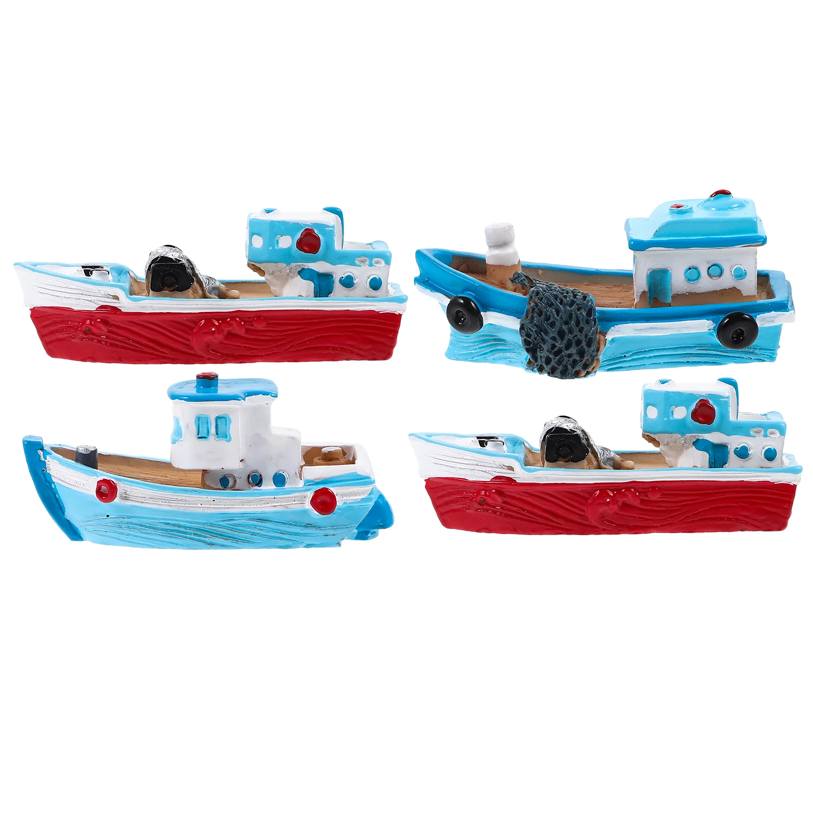 

Fishing Boat Ornaments for Desktop Decoration Dollhouse Resin Model Toys