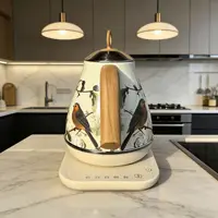 Bouilloire électrique vintage 1,7 L avec contrôle de température, en acier inoxydable 304, pour faire bouillir l'eau, théière, bouilloire de bureau avec fonction maintien au chaud automatique 3