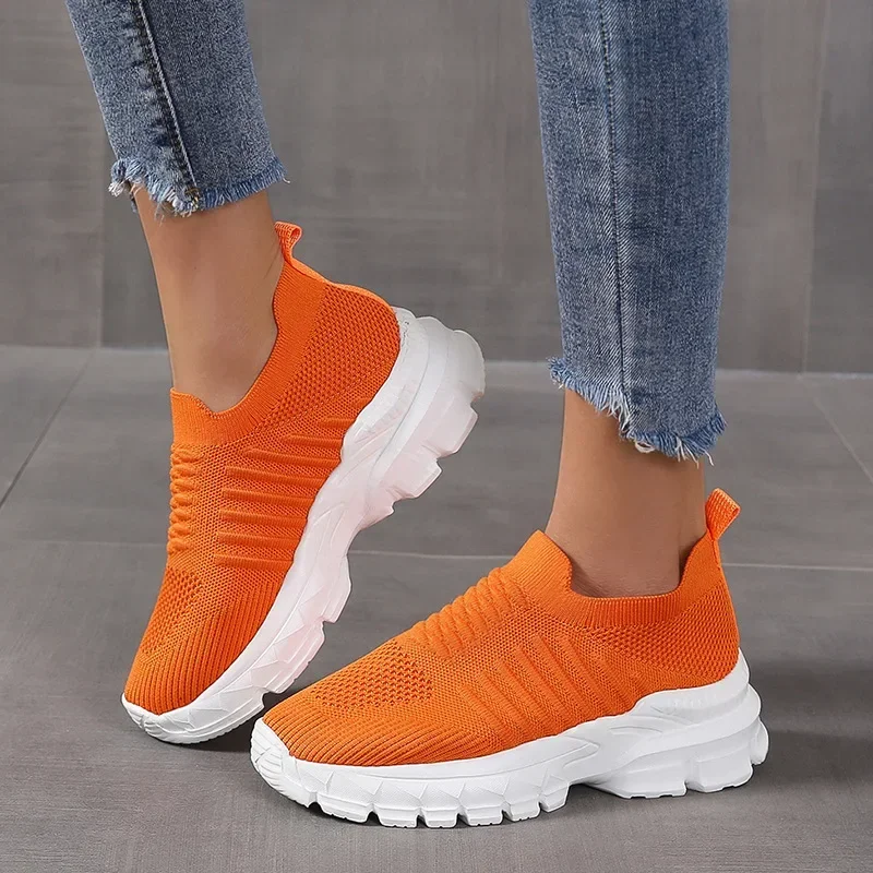 

Women's Mesh Sneakers 2023 Fashion New Breathable Tennis Shoes Platform Slip-on Vulcanized Shoe Outdoor Casual Shoe Plus Size 43