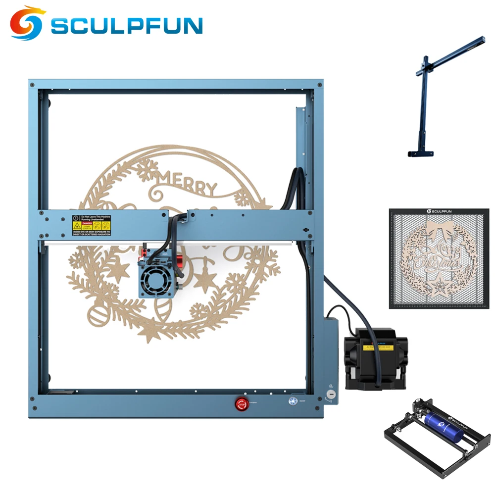 SCULPFUN SF-A9 40W Laser Engraving Machine Set CNC Laser Cutter Engraver Precise Positioning Flame Temperature Alarm Function