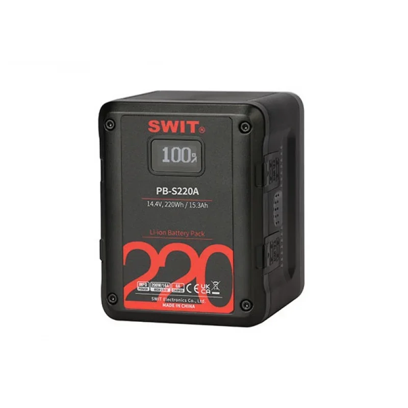 SWIT PB-S220A 220Wh Multi-sockets Square Gold Mount Digital Battery For Cine-cameras, At least 200W, 16A Constant Load, 4&times; D-tap