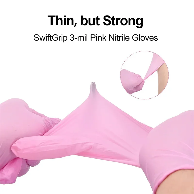 Pink Nitrile Gloves Disposable Household Cleaning Gloves for Kitchen Gardening Dishwashing Working Nail Salon Tattoo Latex Free disposable gloves nitrile gloves cleaning gloves