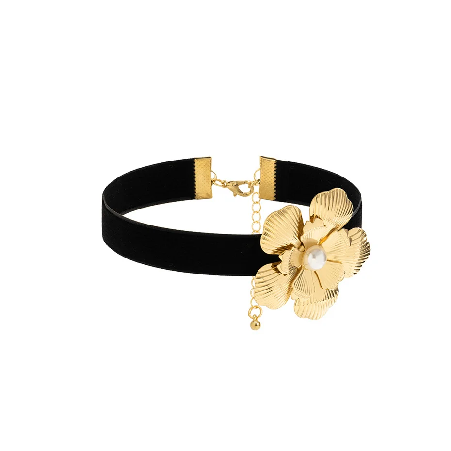 Ingemark Goth Elegante Schwarze Koreanische Samt Rose Blume Choker Halskette für Frauen Vintage Schlüsselbein Kette Mi Zubehör Schmuck – Detail 10