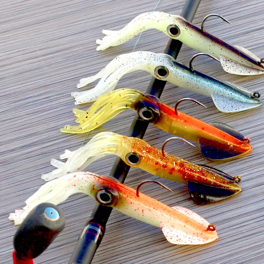 SEABUZZ Set di esche da pesca in gomma, 10 pezzi x 45 mm, luccio, trota, luccioperca, pesce persico – set da pesca per acqua dolce e salata (Dark Worm/Mix Seed