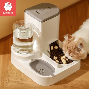 Kimpets 애완 동물 고양이 자동 식수 공급기, 대용량 물 디펜서, 건식 습식 분리 식품 용기, 애완 동물 용품