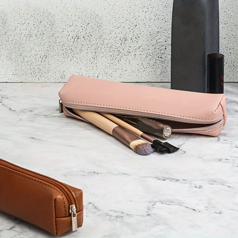 Elegant Mini Makeup Pencil Case Bag, Premium Faux Leather Accessory: A Chic Blend of Style and Utility