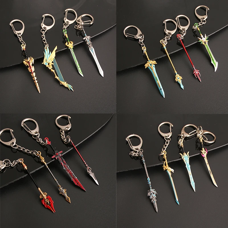 Gioco Genshin Impact Sword Portachiavi Cosplay Zhongli Venti Arma Skyward Blade Ciondolo In Metallo Portachiavi Fan 6Cm Regali Gioielli Carini