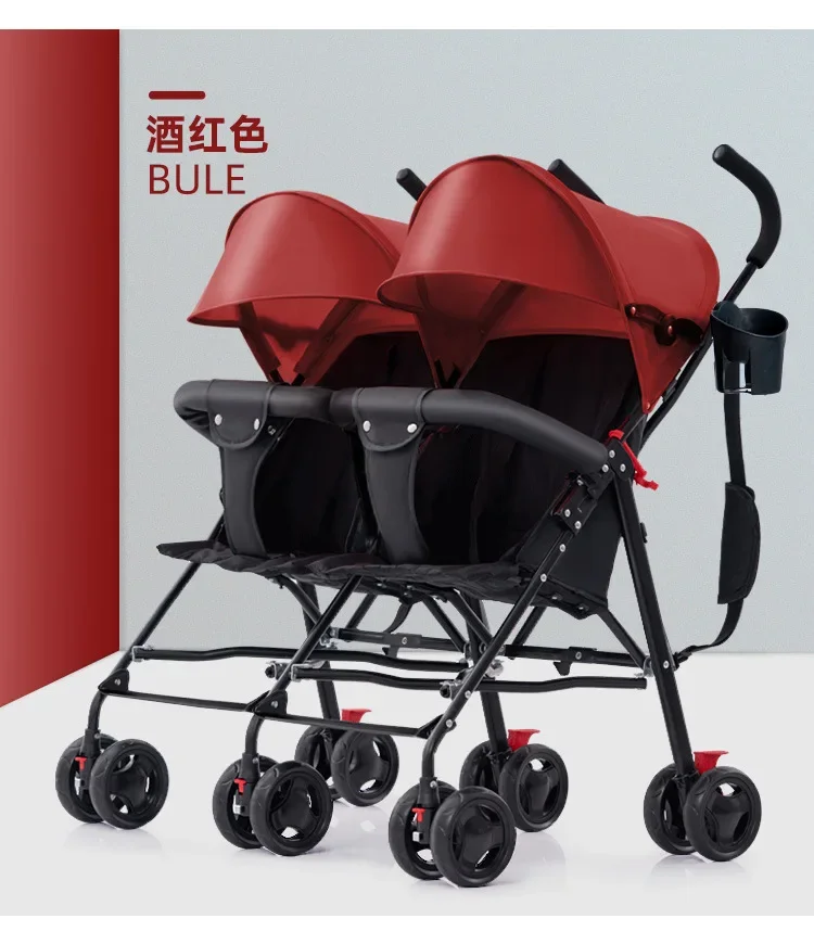 baby stroller Twin Stroller Ultra Lightweight Double Folding Umbrella Cart Two-child Cart Big and Small Bao Longfeng Fetal Stroller