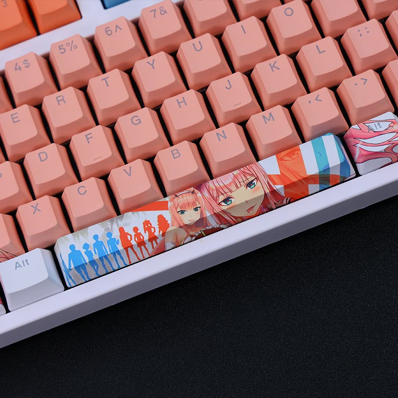 Pbt Dye Subbed Keycaps Dimensional Cartoon Anime Gaming Key Caps Perfil do Oem Keycap Retroiluminado para Querido no Franxx 108 Chaves - Imagem 2